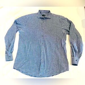 Pal Zileri Long Sleeve Button-front Shirt Sz 42‎ L Blue & White Checkered
